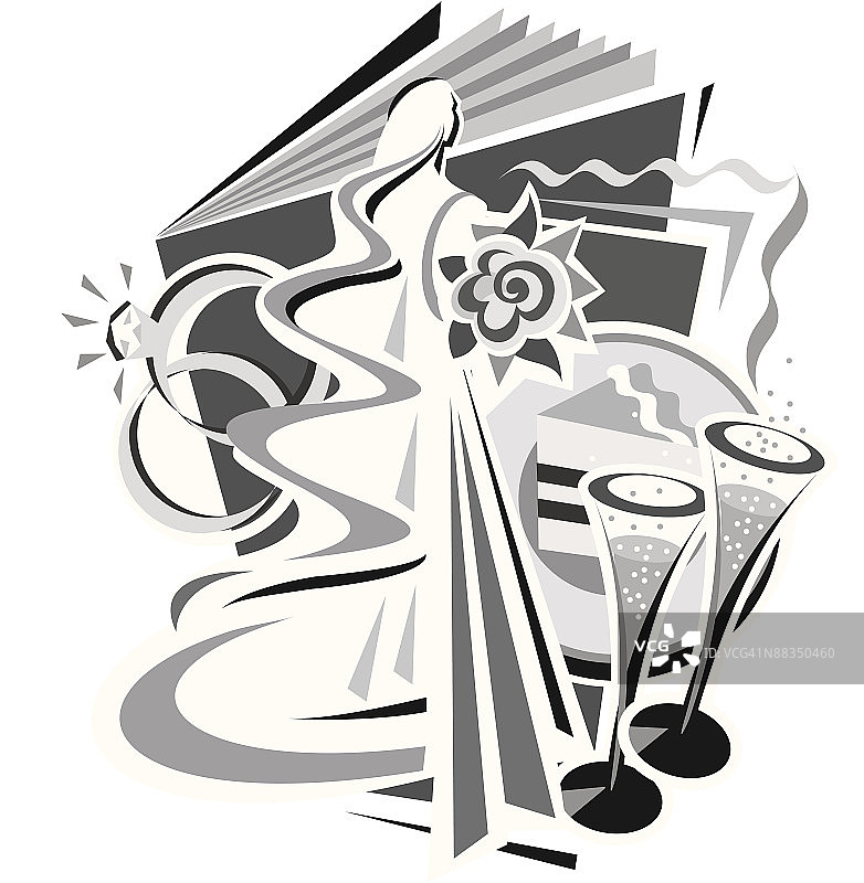 婚礼元素灰度分层，周密计划，一切就绪图片素材