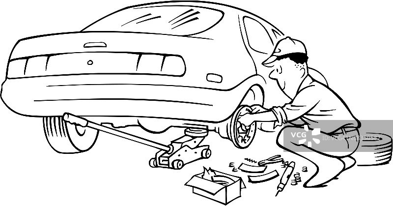 男人更换刹车片图片素材