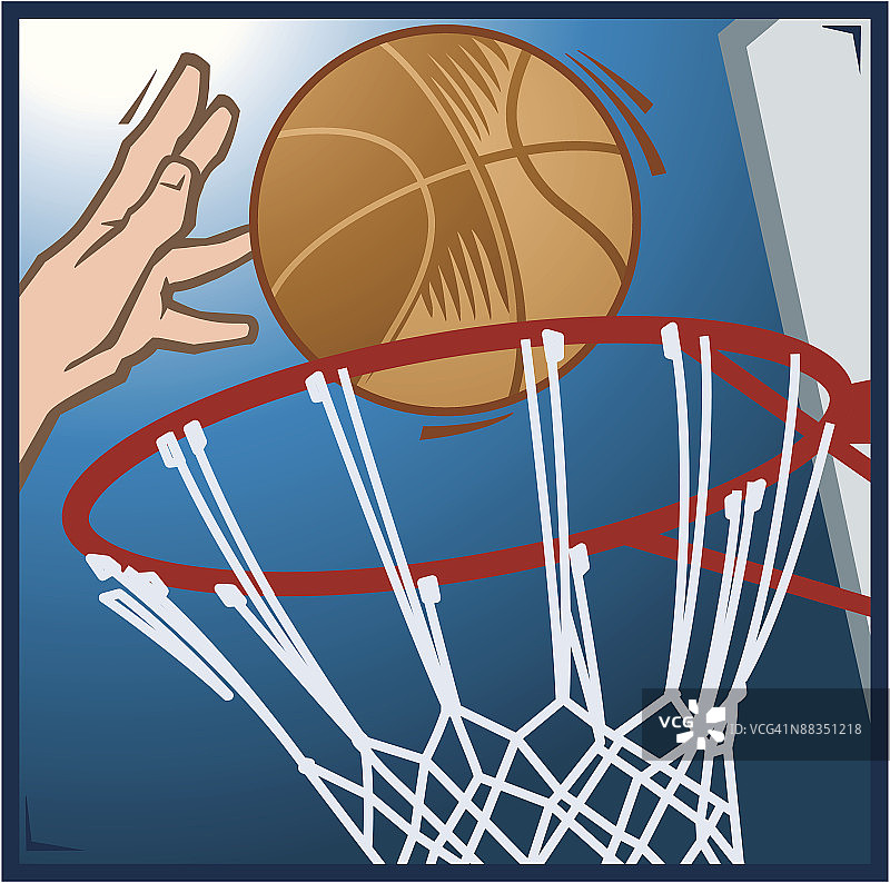 篮球入框彩色插画图片素材