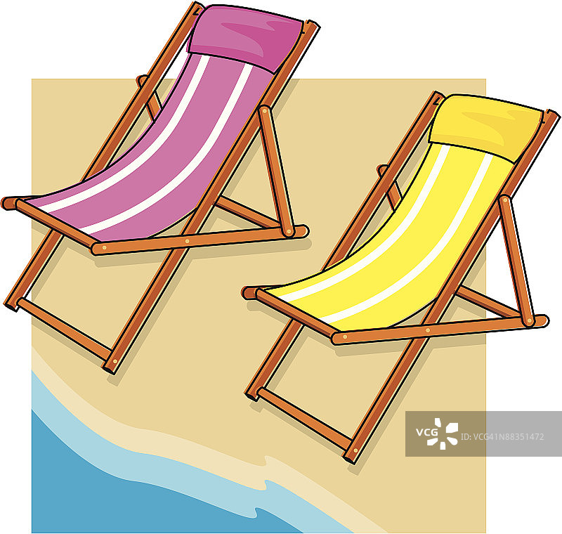 沙滩上的躺椅图片素材
