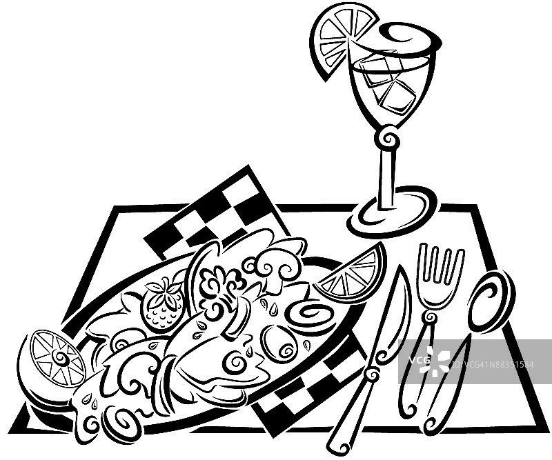 餐桌与沙拉摆设：健康的餐食开胃菜图片素材