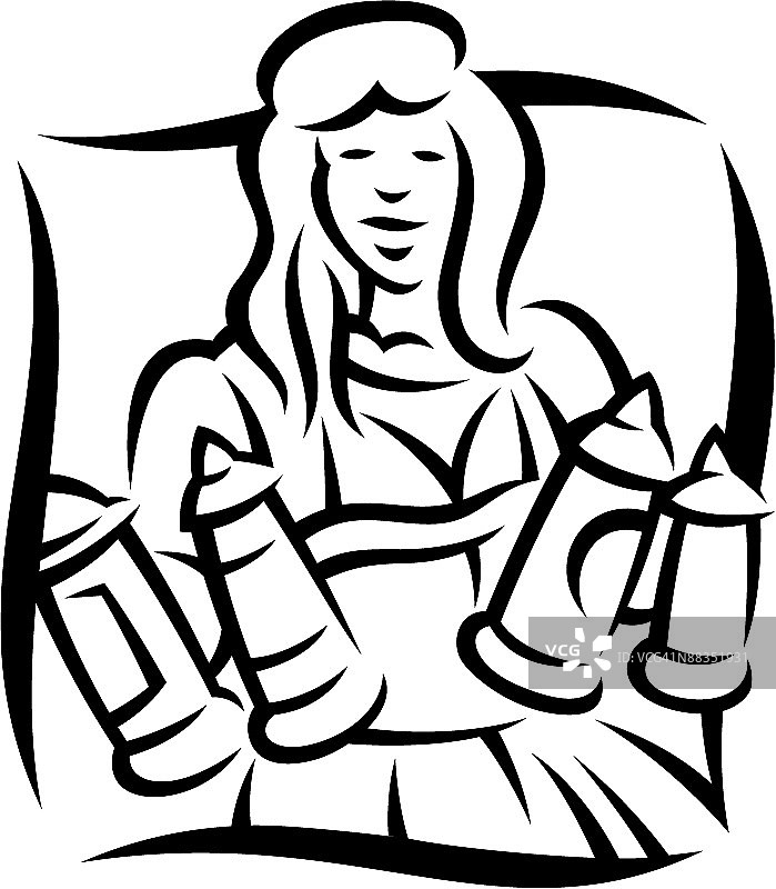 手持啤酒杯的啤酒节女服务员图片素材