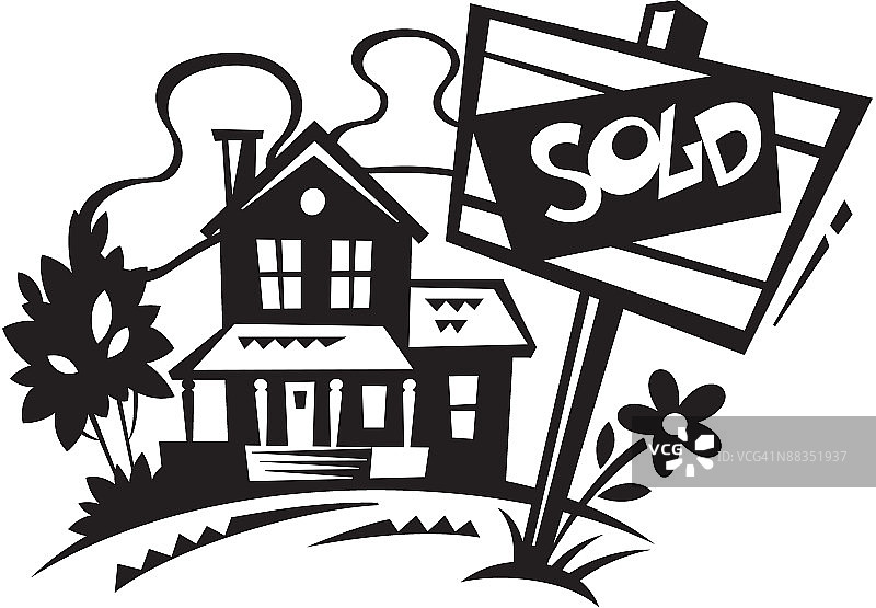 带有售出标志的房屋元素图片素材