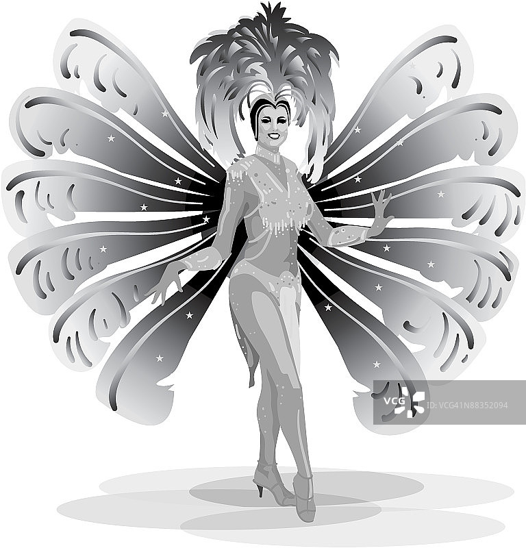 聚光灯下的舞女，灰度，分组元素图片素材