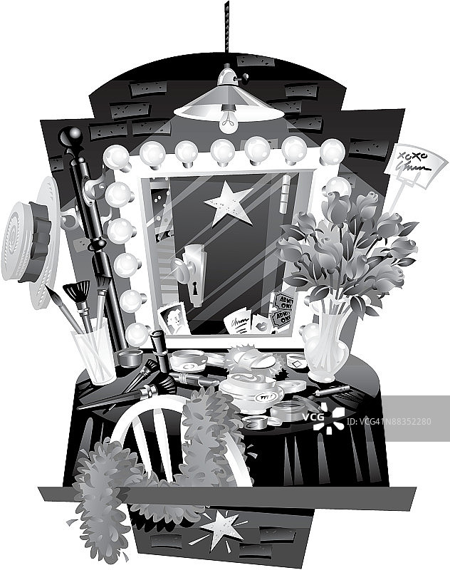 剧院蒙太奇，入场券，XOXO，灰度，分组元素图片素材