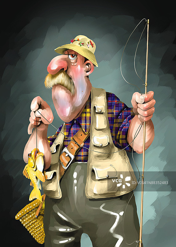 年长的渔民（彩色，低分辨率）图片素材