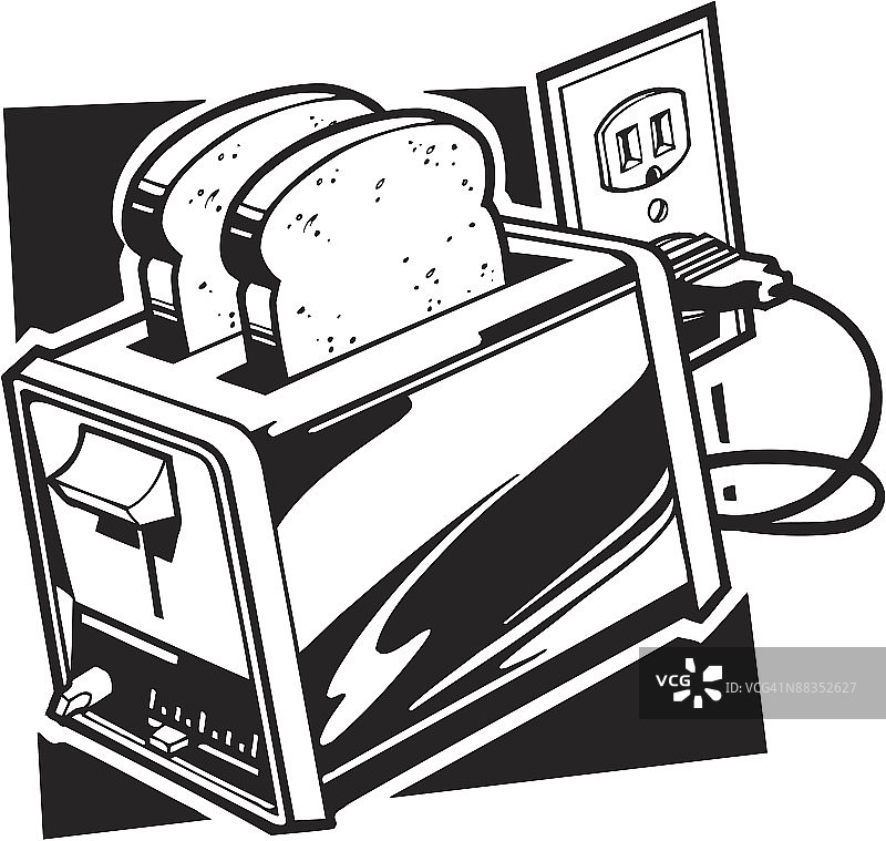 弹出面包片的烤面包机（分组元素）图片素材