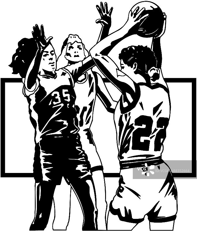 女子篮球比赛：寻找机会，传球图片素材