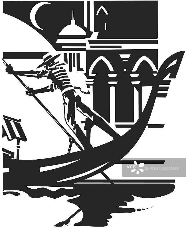 乘坐贡多拉水上出租车的男人图片素材