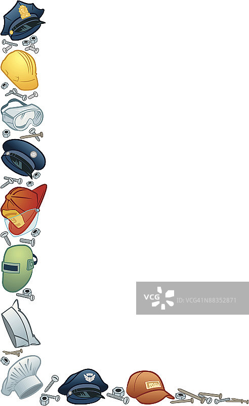 彩色工人帽L形边框图片素材