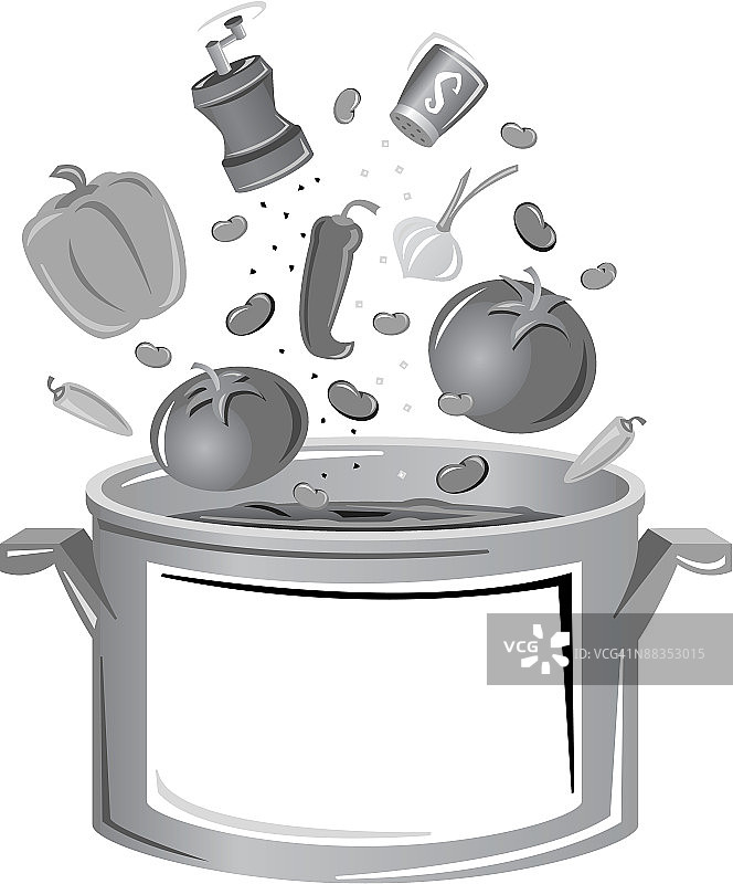 大锅辣椒配料（灰度图）图片素材