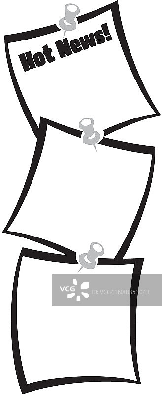 边框标题，热点新闻和图钉便签（灰度）图片素材