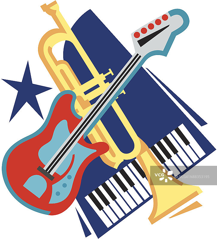 乐器元素彩色素材（黑白可选）图片素材