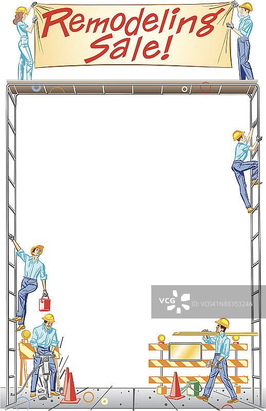 施工现场装修促销边框标题图片素材