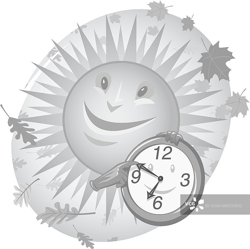 动画太阳倒转时钟（灰度）图片素材