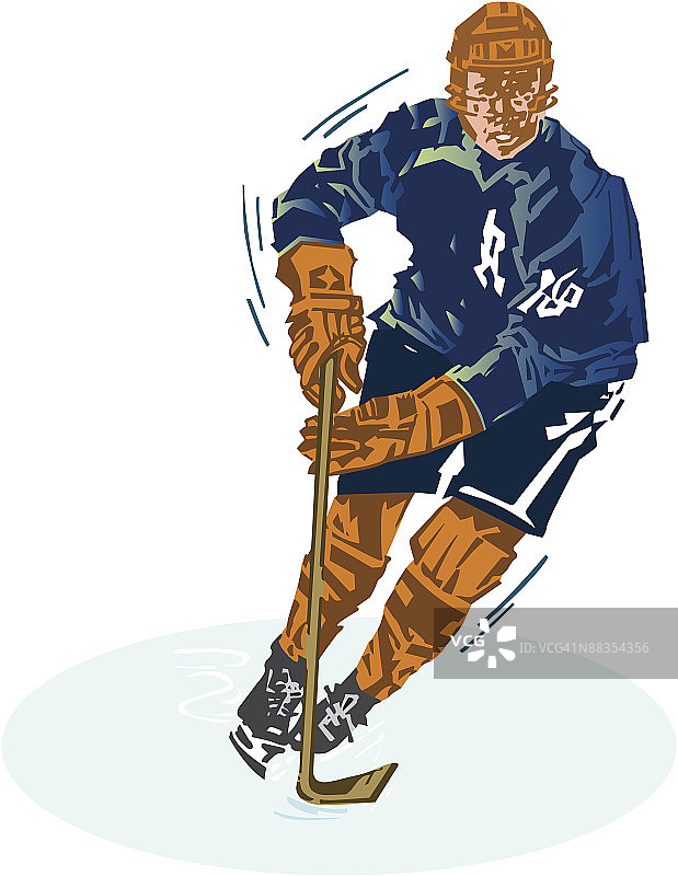 冰球运动员：冲向冰面，力争进球图片素材