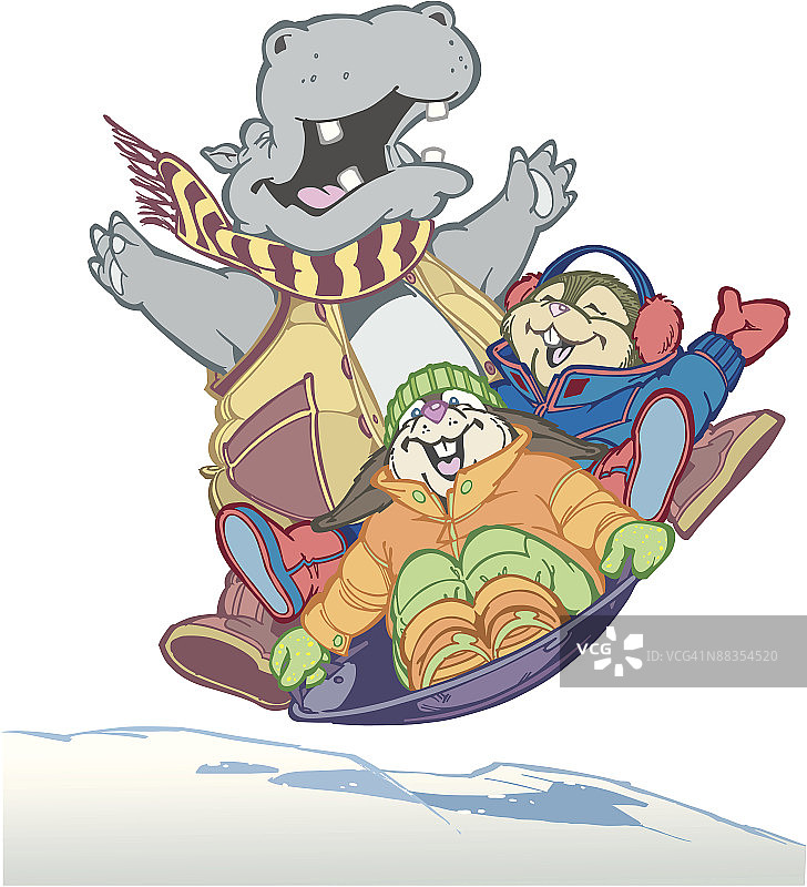 雪地动物，色彩分组元素插画图片素材