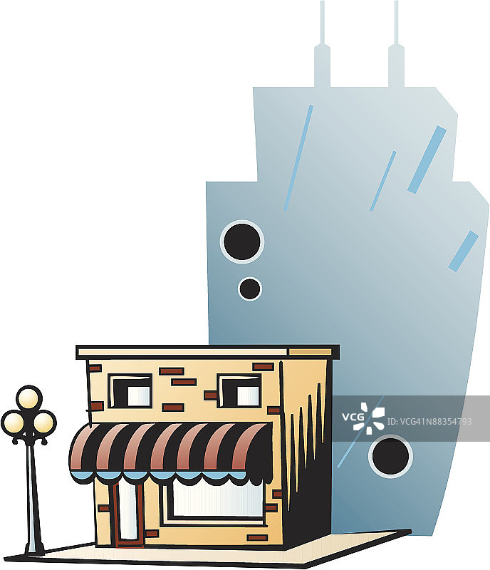 小企业投下大阴影，彩色，分组元素图片素材