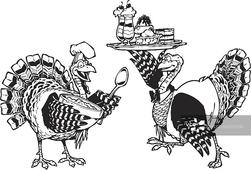 厨师和服务员装扮的火鸡“火鸡替代品”图片素材