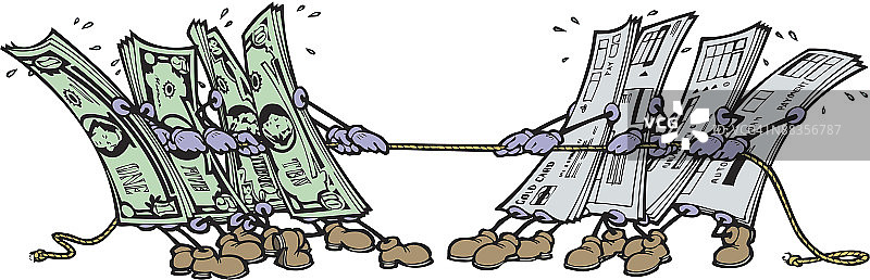货币和钞票拔河动画图片素材