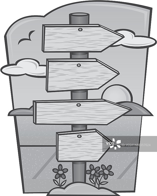 路标分组元素灰度图片素材