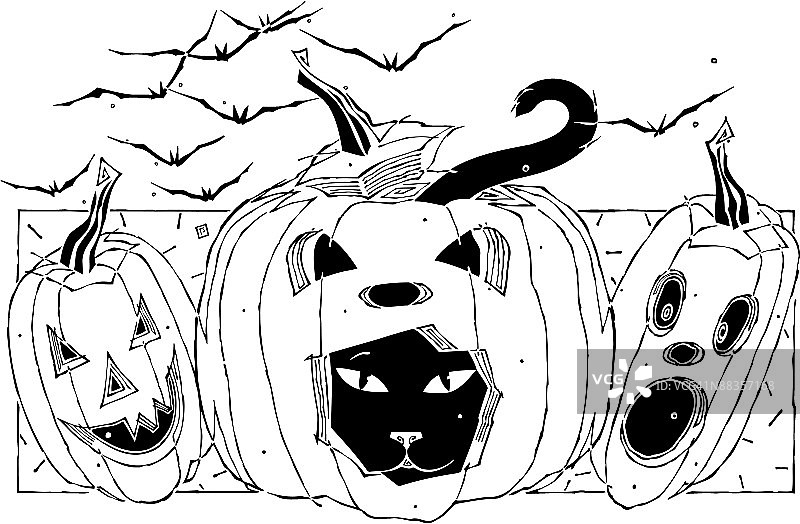 南瓜灯里的黑猫图片素材