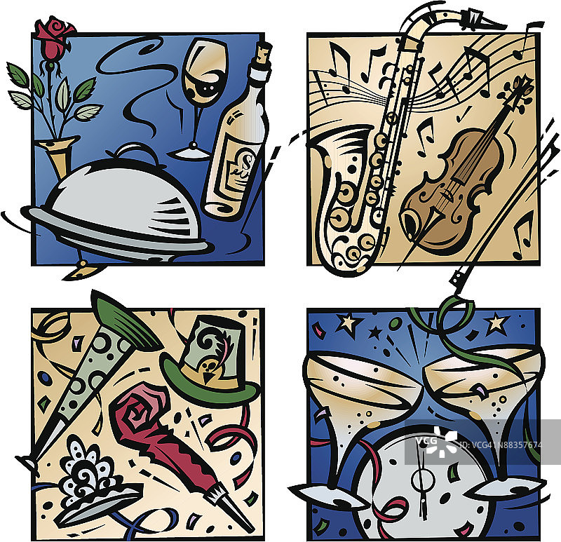 彩色新年元素图片素材