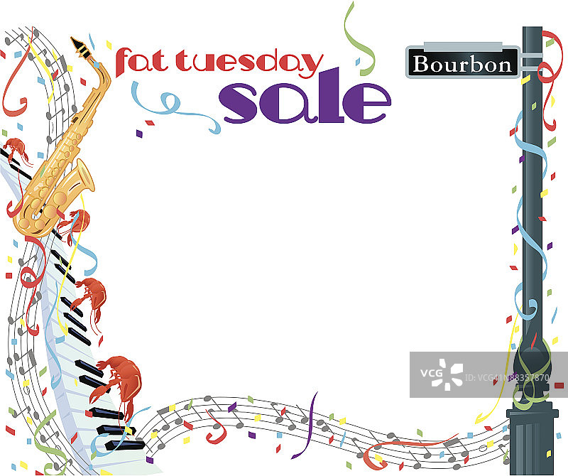 狂欢节波旁街元素彩色边框标题图片素材