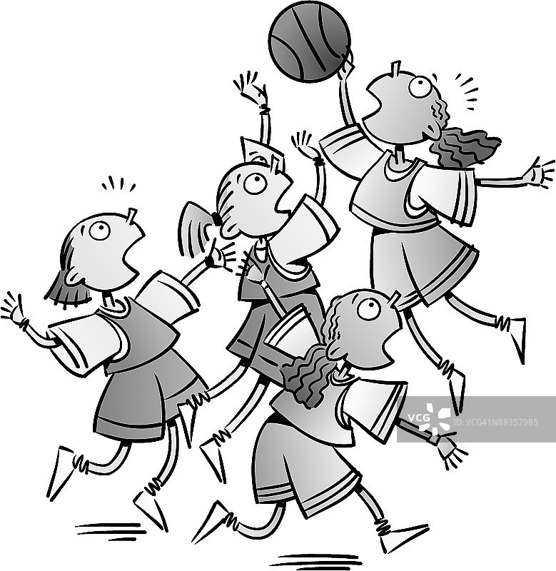 打篮球的女孩（黑白照片）图片素材