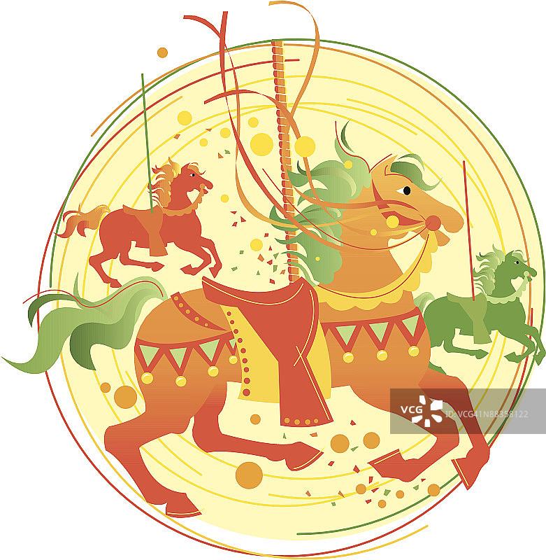 旋转木马的马匹元素图片素材