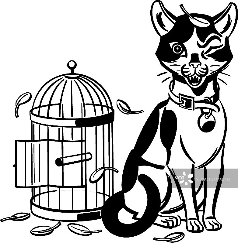 猫咪吃完金丝雀后眨眼图片素材