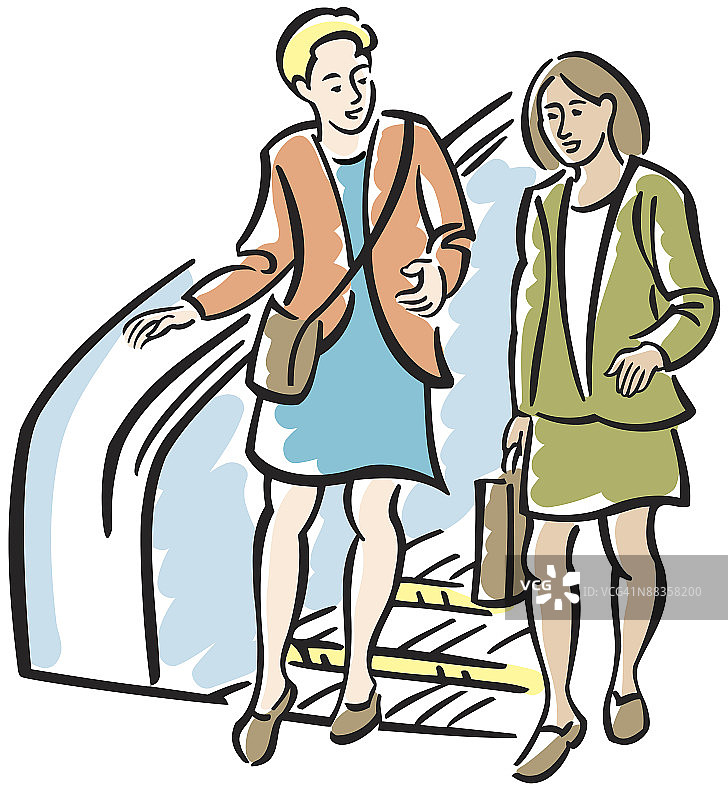 走下扶梯的女人图片素材