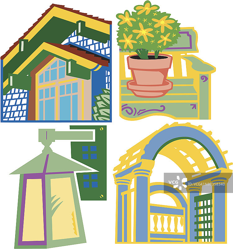 家居用品分层彩色插画图片素材