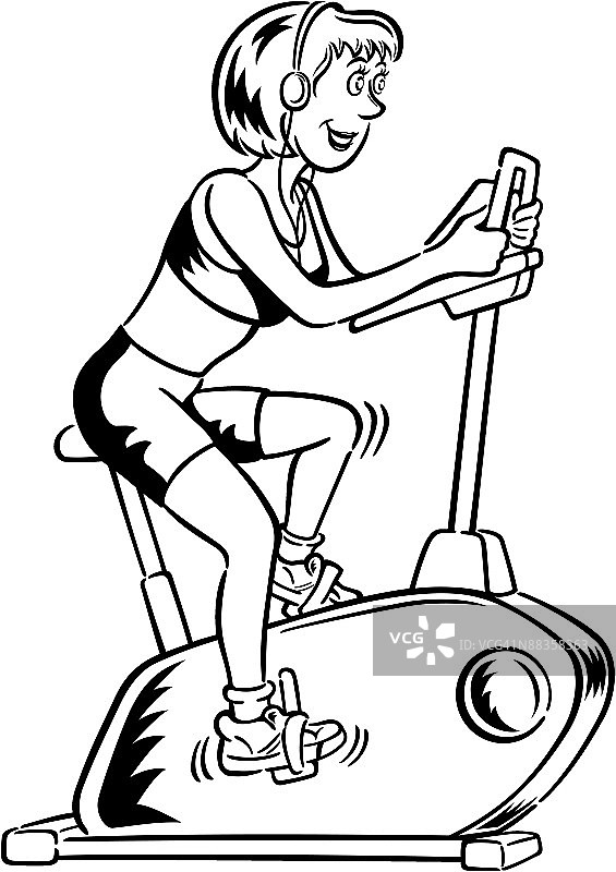 在健身单车上的女人图片素材