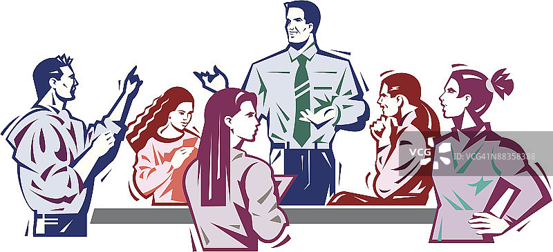 青少年进行小组讨论插画：集思广益图片素材