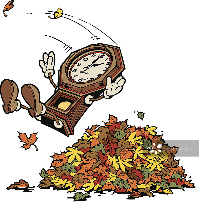 落入树叶中的倒退动画时钟图片素材