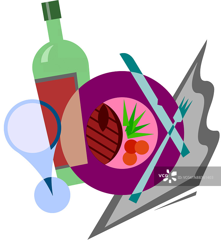 葡萄酒杯晚餐分层彩色图片素材