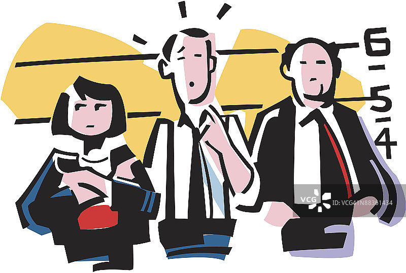 商务人士在警方指认现场“6、5、4”彩色图片素材