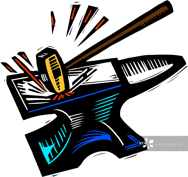 锤子和铁砧彩色图图片素材