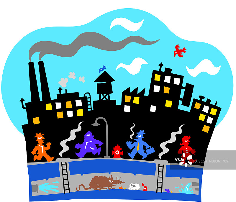 城市下水道中的老鼠图片素材