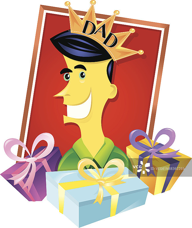 戴着皇冠和礼物的父亲图片素材