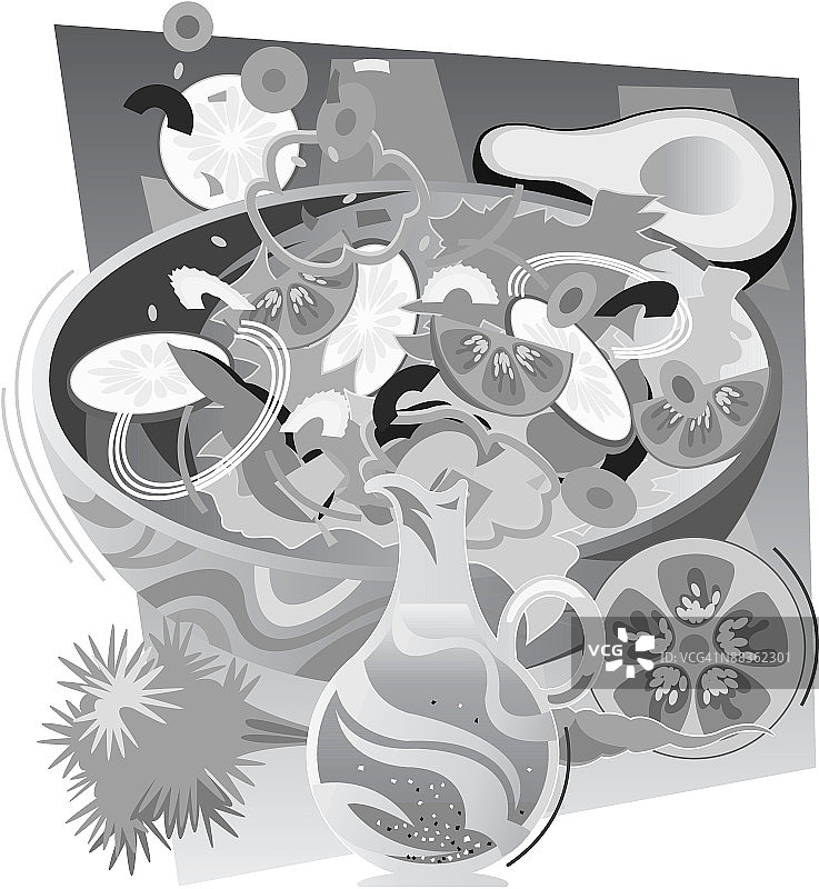 黑白沙拉组合元素图片素材