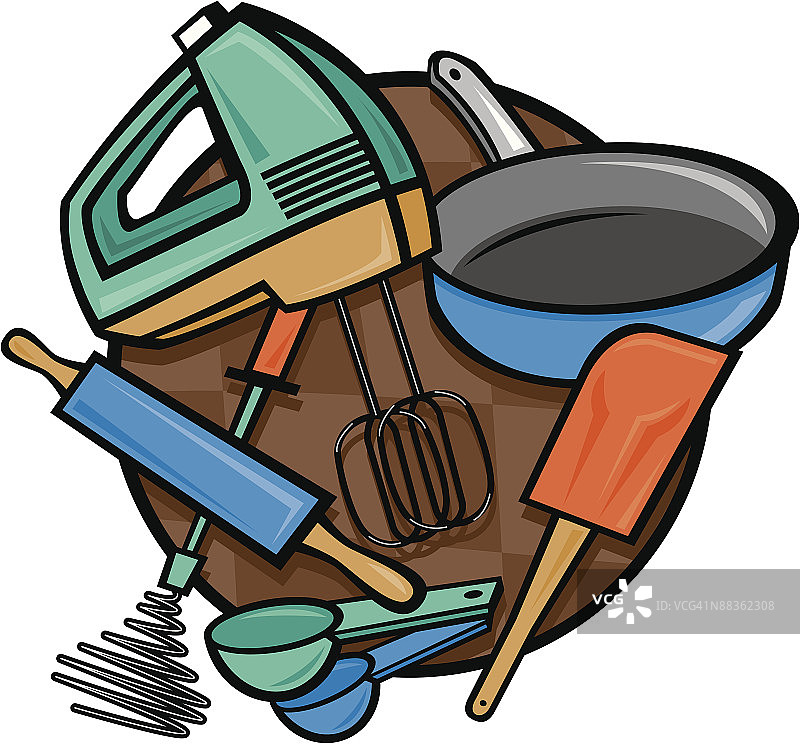 厨房用具分组元素颜色图片素材