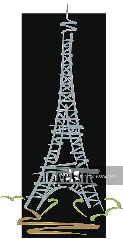埃菲尔铁塔彩色插画（Ver. 5）图片素材