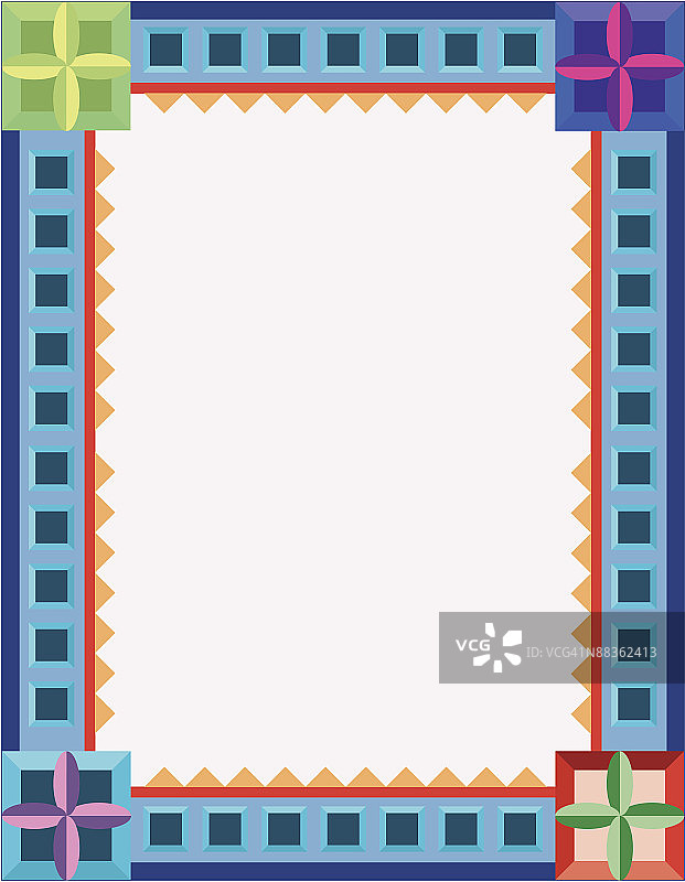 方块风车图案组合彩色边框图片素材