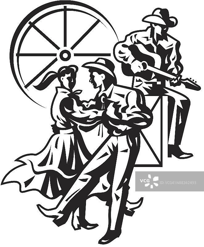 西方音乐舞蹈分层素材，提供彩色版本，一起摇摆图片素材