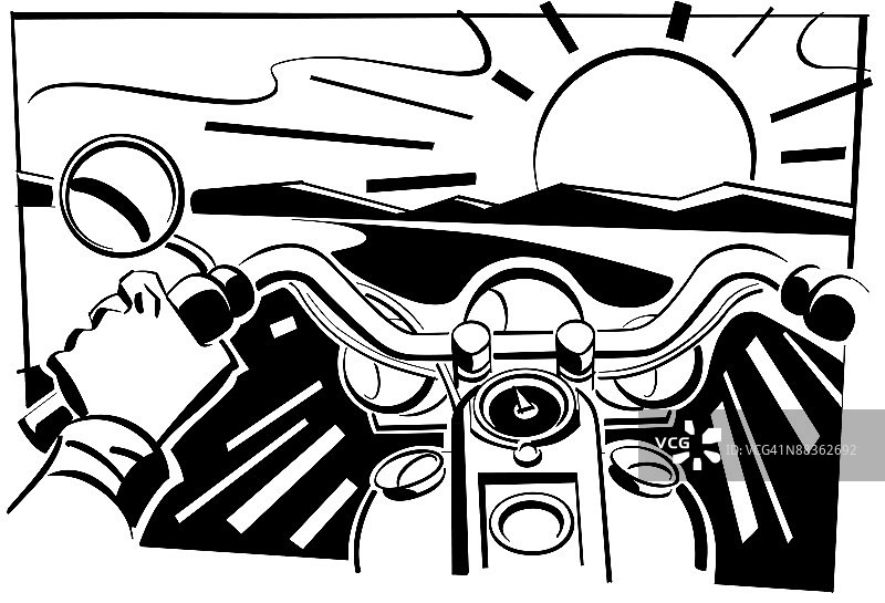 摩托车车把：分层、开放道路、天生狂野图片素材