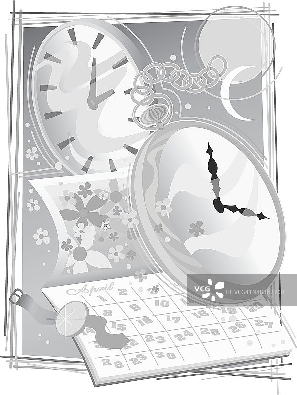 夏令时元素四月灰色组合元素图片素材