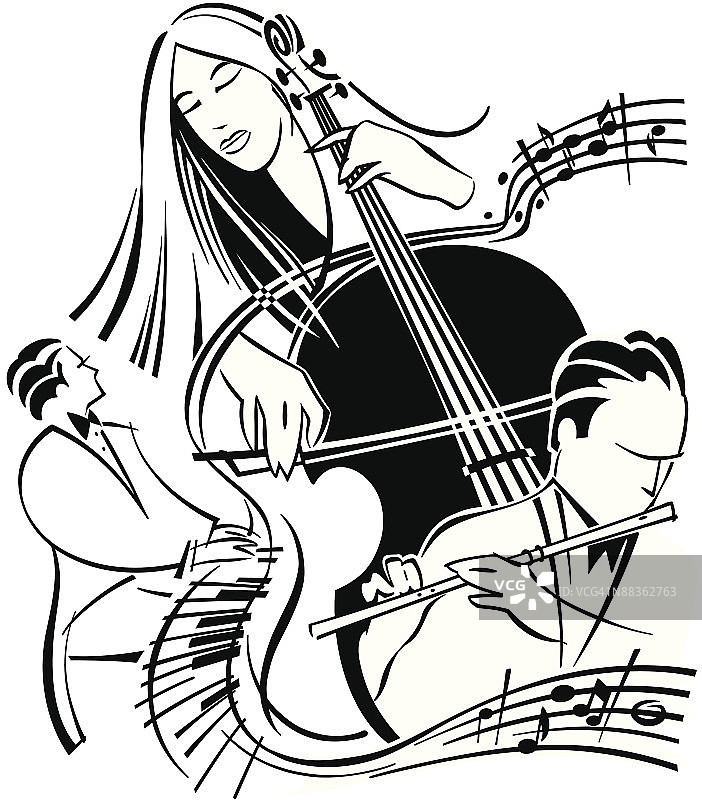 交响乐音乐家和乐器分层图片素材