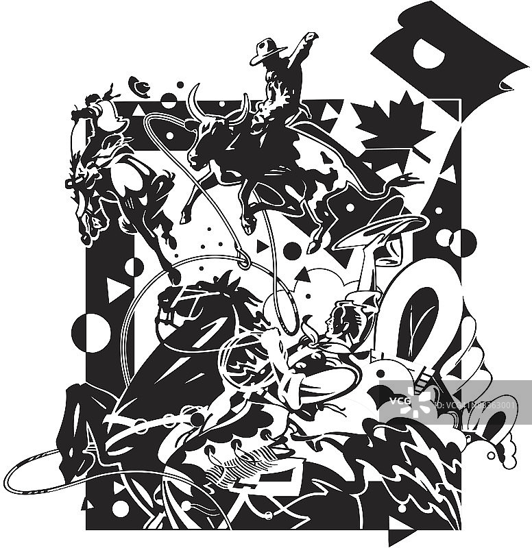 狂野牛仔竞技元素图片素材